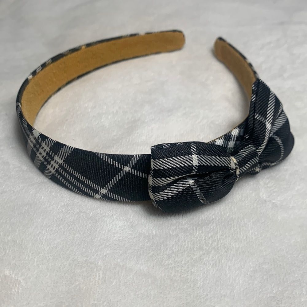 Black & White School Girl Plaid Bow Tie Headband Hair Accessory